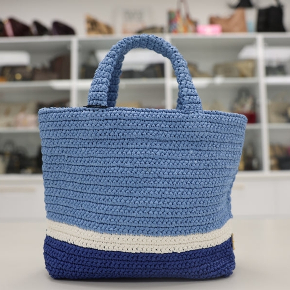 PRADA SMALL RAFFIA TOTE HANDBAG - Picture 4 of 6